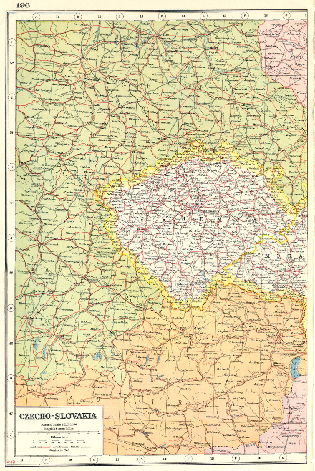 BOHEMIA. Czech republic. Czechoslovakia west. Railways. HARMSWORTH 1920 map
